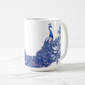Blauw Witte Pauw Roos Koffiemok (Voorkant rechts)