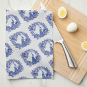 Blauw Witte Pauw Roos Theedoek (Quarter Fold)