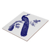 Blauw-witte pauw tegeltje (Zijkant)