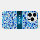 Blauw Witte Pauwveren   Case-Mate iPhone Case (Achterkant (horizontaal))