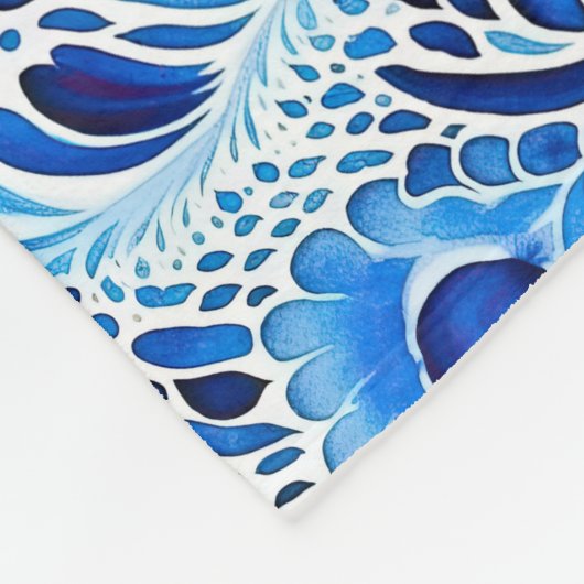 Blauw Witte Pauwveren Kerst Fleece Deken (Hoek)