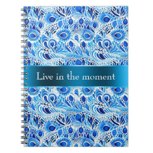 Blauw Witte Pauwveren Notitieboek