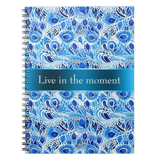 Blauw Witte Pauwveren   Notitieboek (Voorkant)