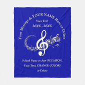 Blauw-witte, persoonlijke muzieknotitie met deklan fleece deken (Voorkant)