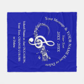 Blauw-witte, persoonlijke muzieknotitie met deklan fleece deken (Voorkant (Horizontaal))
