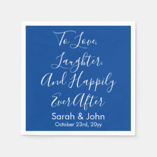 Blauw Witte Persoonlijke Script Trouwreceptie  Servet