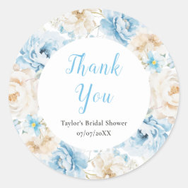 Blauw-witte pioen Vrijgezellenfeest Dank u Ronde Sticker