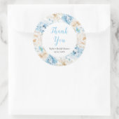 Blauw-witte pioen Vrijgezellenfeest Dank u Ronde Sticker (Tas)