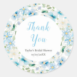 Blauw-witte pioen Vrijgezellenfeest Dank u Ronde Sticker