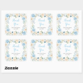 Blauw-witte pioen Vrijgezellenfeest Dank u Vierkante Sticker (Vel)