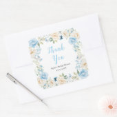 Blauw-witte pioen Vrijgezellenfeest Dank u Vierkante Sticker (Envelop)