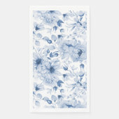 Blauw-witte pioenen en bloesems Waterverf Servet (Voorkant)