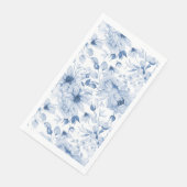 Blauw-witte pioenen en bloesems Waterverf Servet (Hoek)