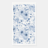 Blauw-witte pioenen en bloesems Waterverf Servet (Voorkant)