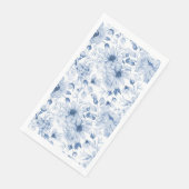 Blauw-witte pioenen en bloesems Waterverf Servet (Hoek)