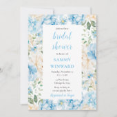 Blauw-witte pioenenbloem Vrijgezellenfeest Kaart (Voorkant)