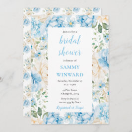 Blauw-witte pioenenbloem Vrijgezellenfeest Kaart