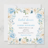 Blauw-witte pioenenbloem Vrijgezellenfeest Kaart (Voorkant)