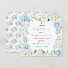 Blauw-witte pioenenbloem Vrijgezellenfeest Kaart