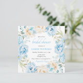 Blauw-witte pioenenbloem Vrijgezellenfeest Kaart (Staand voorkant)