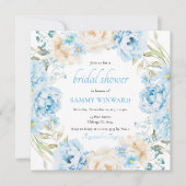 Blauw-witte pioenenbloem Vrijgezellenfeest Kaart (Voorkant)