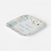 Blauw-witte pioenenbloem Vrijgezellenfeest Papieren Bordje (Gebogen)