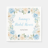 Blauw-witte pioenenbloem Vrijgezellenfeest Servet (Voorkant)