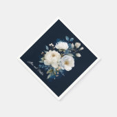 Blauw-witte pioenroos bloemenbruiloft Dank u Servet (Hoek)