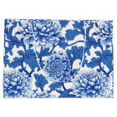 Blauw-witte pioenroos Chinoiserie Floral Groot Cadeauzakje (Achterkant)