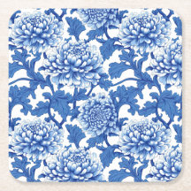 Blauw-witte pioenroos Chinoiserie Floral