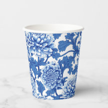 Blauw-witte pioenroos Chinoiserie Floral