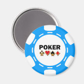 BLAUW-WITTE POKER CHIP MAGNEET (Voorkant / Achterkant)