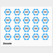 BLAUW-WITTE POKER CHIP RONDE STICKER (Vel)