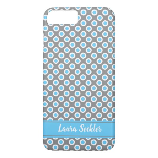 Blauw-witte pokkenpatroon Monogram Case-Mate iPhone Case (Achterkant)