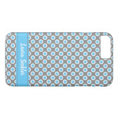 Blauw-witte pokkenpatroon Monogram Case-Mate iPhone Case (Achterkant (Horizontaal))