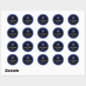 Blauw & Witte Polka Dot Adresetiketten Ronde Sticker (Vel)