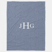 Blauw-witte polka-dot monogramme Fleece Deken (Voorkant)