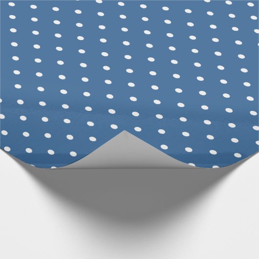 Blauw-witte Polka Dots Baby shower Cadeaupapier (Hoek)