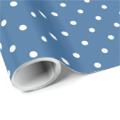 Blauw-witte Polka Dots Baby shower Cadeaupapier (Rol Hoek)