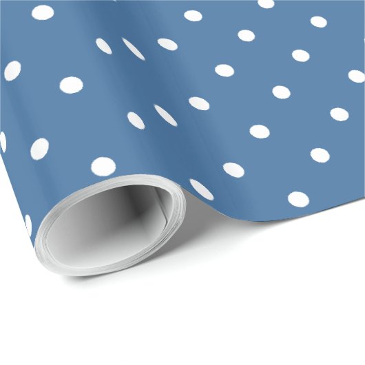 Blauw-witte Polka Dots Baby shower Cadeaupapier (Rol Hoek)