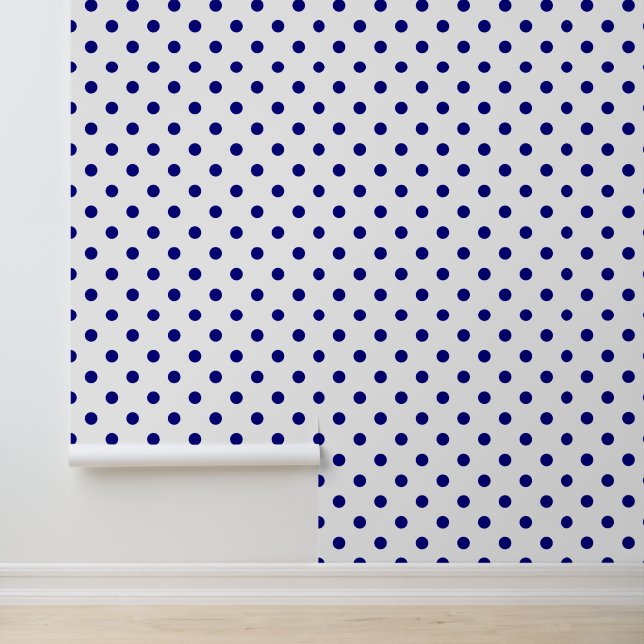 Blauw-witte Polkadots Behang (Applicatie)