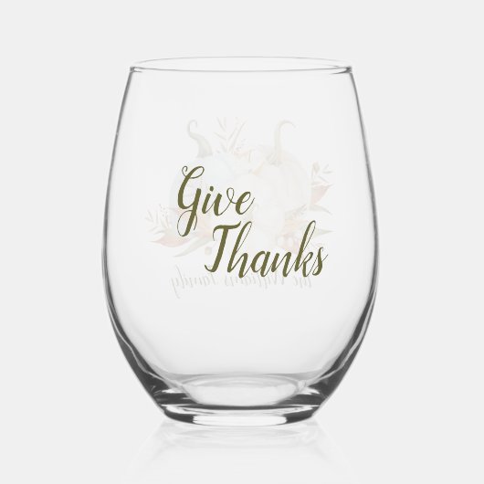 Blauw-witte pompoen Stilleven Wijnglas Zonder Voet (Achterkant)