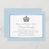 Blauw-witte Prince Baby shower Kaart (Voorkant / Achterkant)