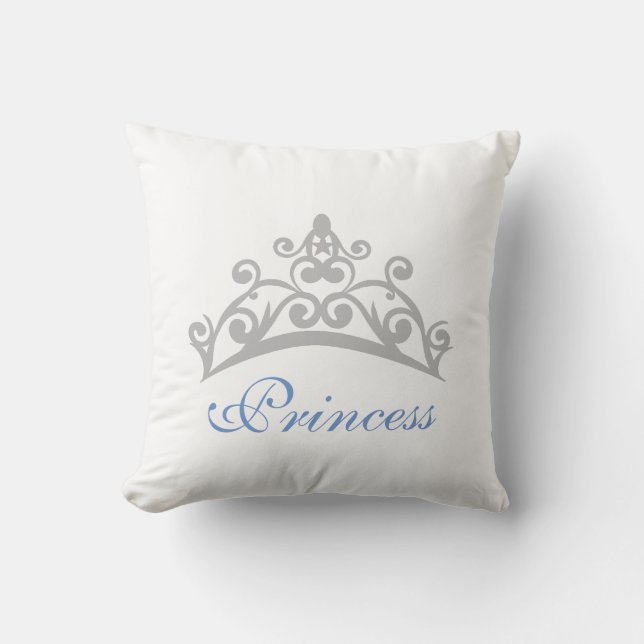 Blauw-Witte Prinsessenkroon Kussen (Voorkant)