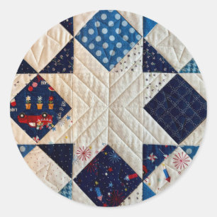 Blauw-witte Quilt look Stickers