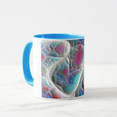 Blauw & witte quilt - Magenta & Aqua Delight Mok (Voorkant links)