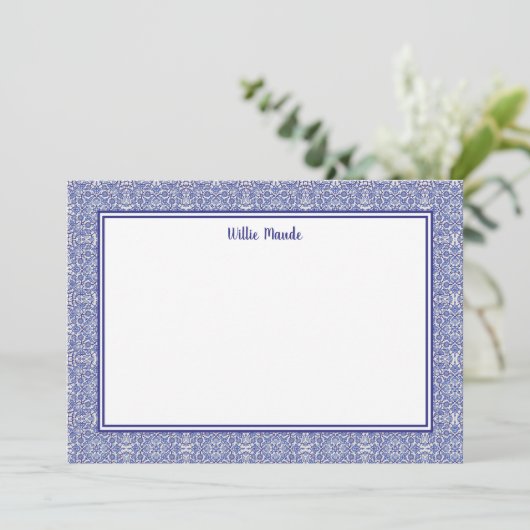 Blauw-witte rand Gepersonaliseerde notitie Kaart (Staand voorkant)