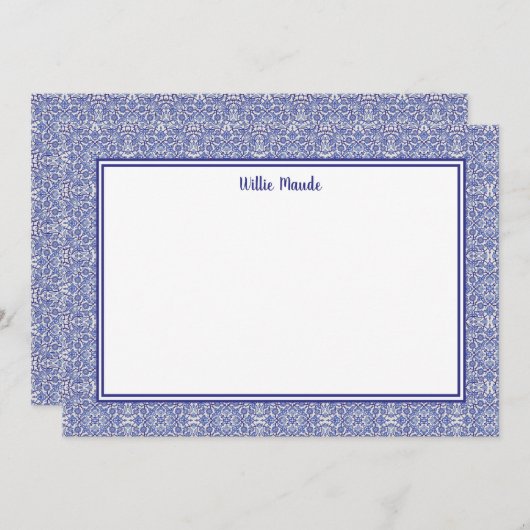Blauw-witte rand Gepersonaliseerde notitie Kaart (Voorkant / Achterkant)