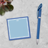 Blauw-witte randen monogram post-it® notes