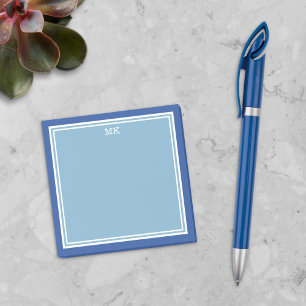 Blauw-witte randen monogram post-it® notes